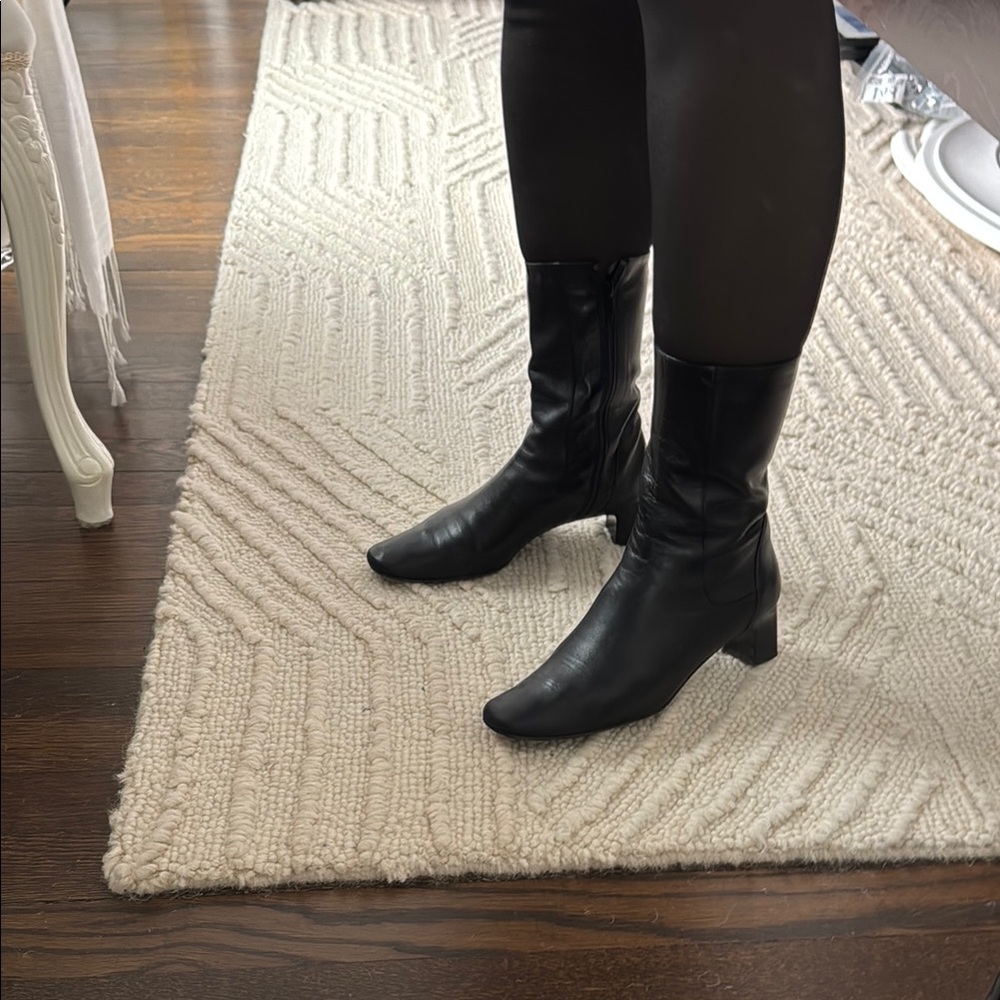 Cole Haan Vintage Leather Black Heeled Mid-Calf Boots Made in Italy - Picture 10 of 15